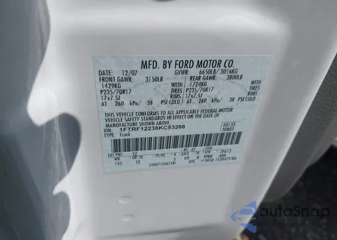 2008 Ford F-150 Xl from USA, damaged, VIN 1FTRF12238KC53288